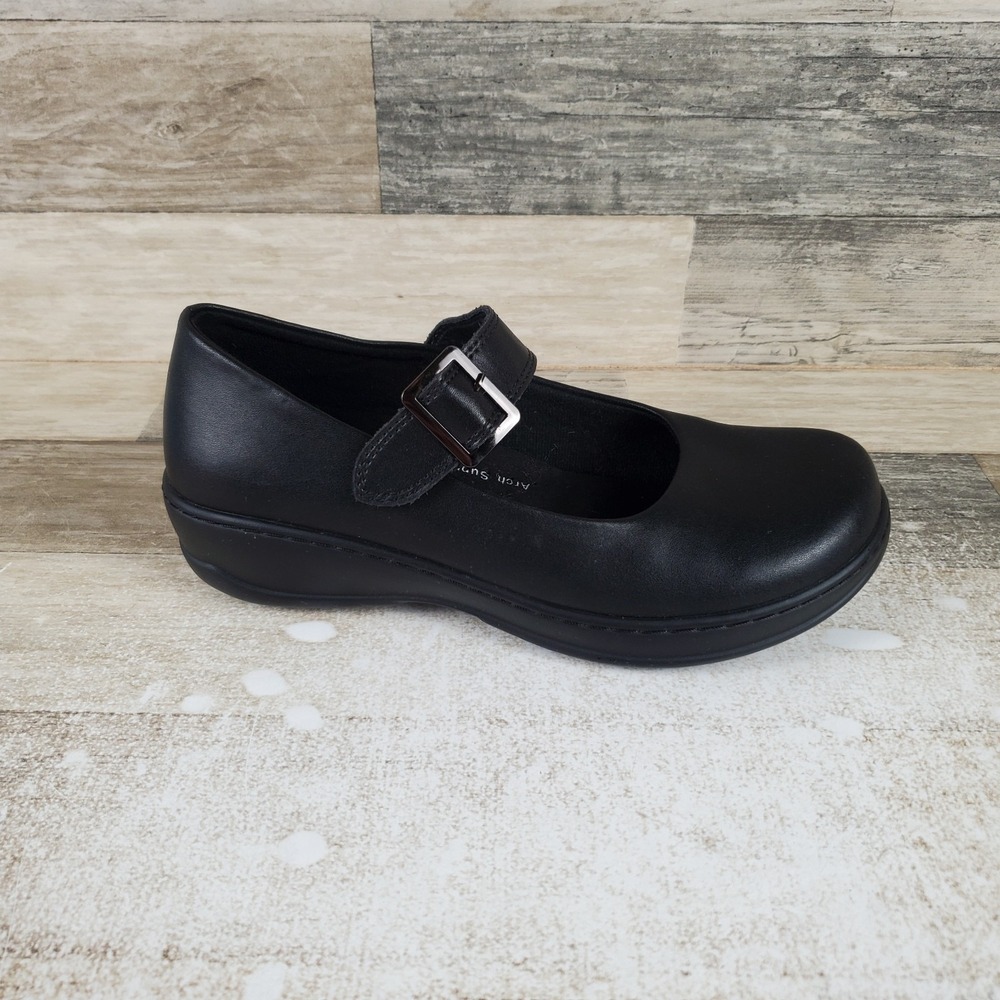 Spring Step Arvada Womens Mary Jane Flats Sz 8 Black Leather Buckle Closed Toe